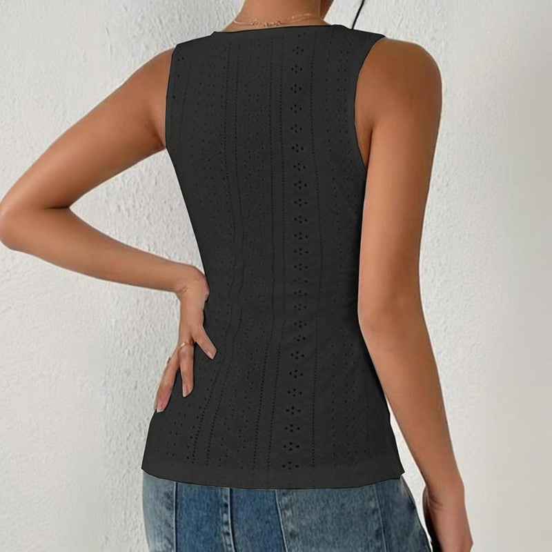 Alana Ruched V-Neck Sleeveless Tank Top