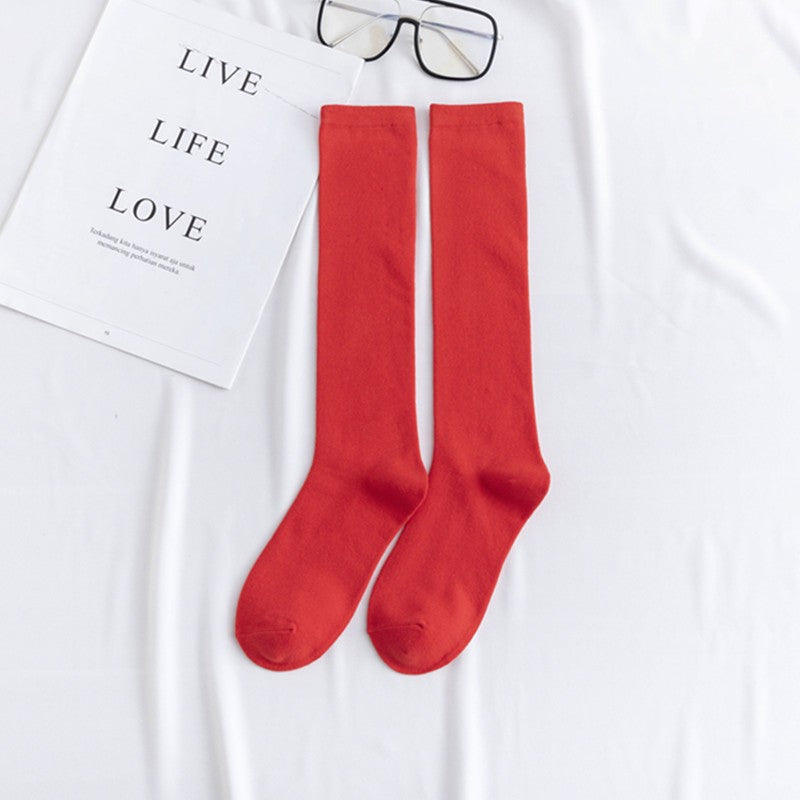 Aya Colorful High-Cut Cotton Socks (12 Colors)