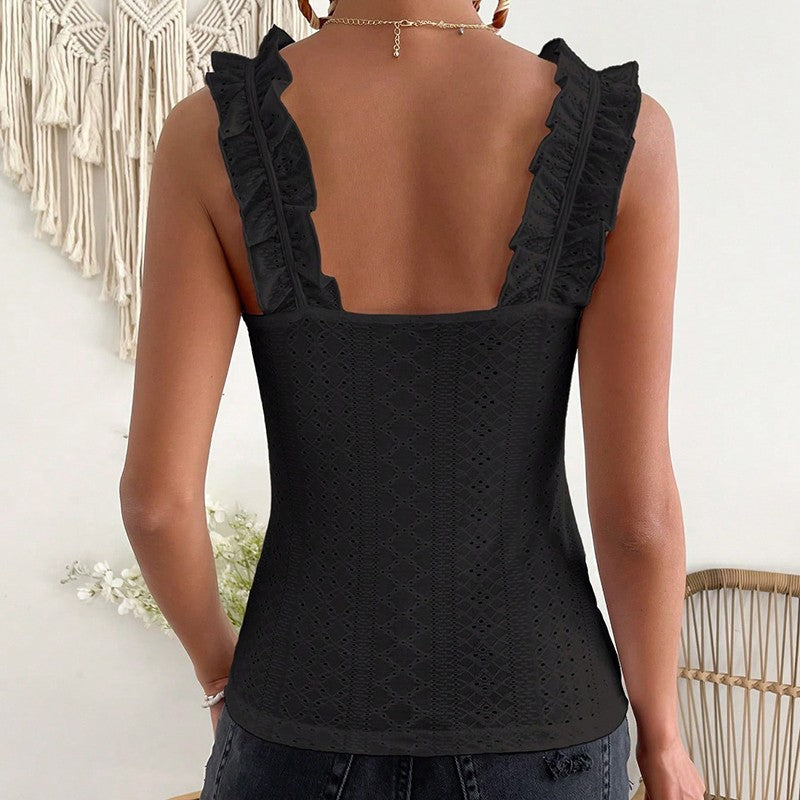 Fiora Ruffle Strap Eyelet Top