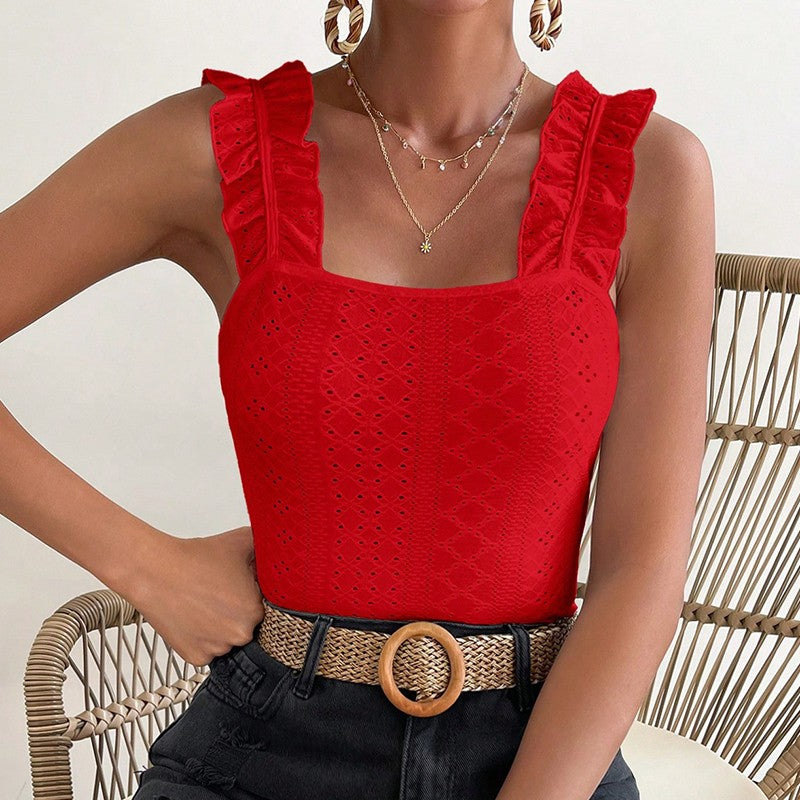 Fiora Ruffle Strap Eyelet Top