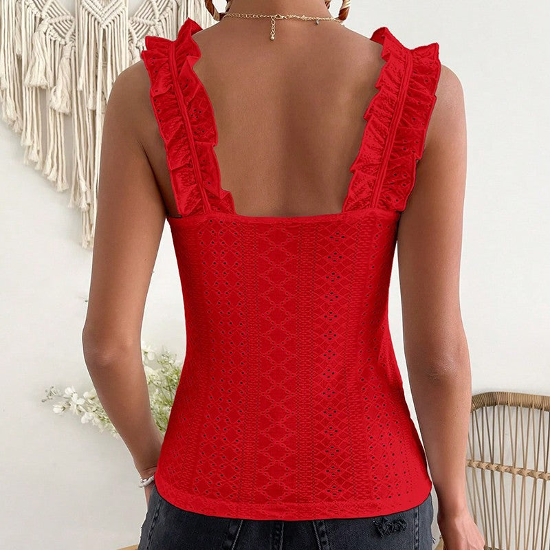Fiora Ruffle Strap Eyelet Top
