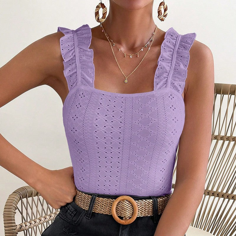 Fiora Ruffle Strap Eyelet Top
