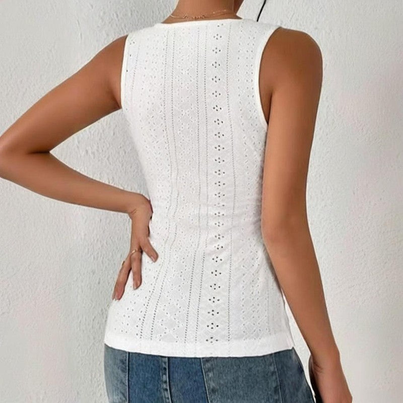 Alana Ruched V-Neck Sleeveless Tank Top