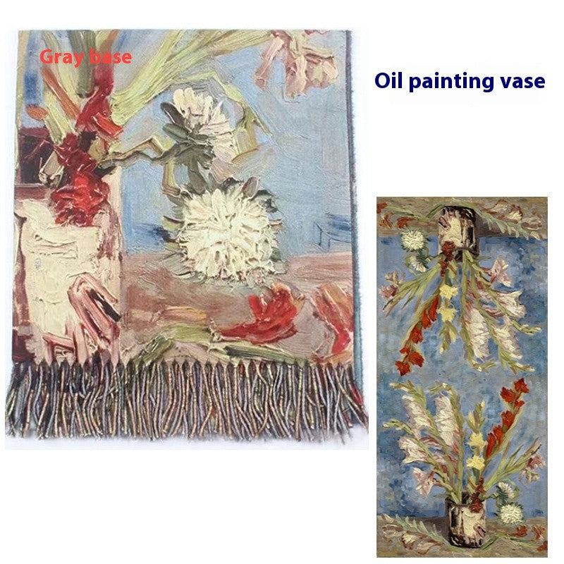 Aurora Tassel Oil Painting Scarf Shawl