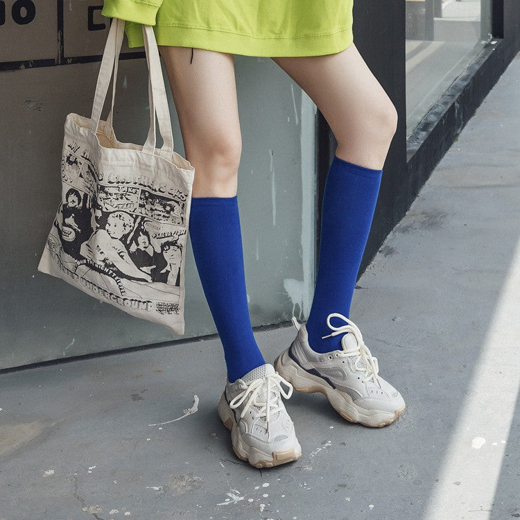 Aya Colorful High-Cut Cotton Socks (12 Colors)