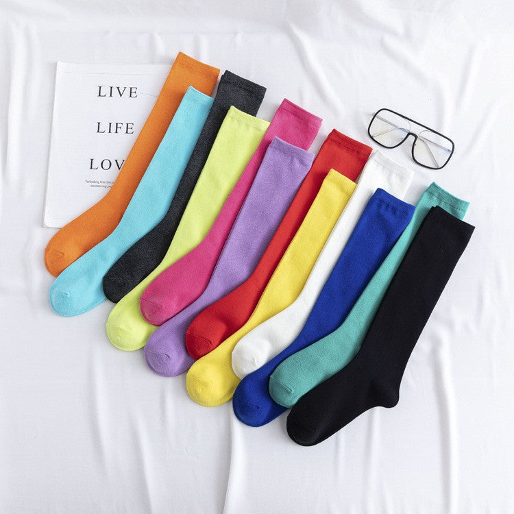 Aya Colorful High-Cut Cotton Socks (12 Colors)