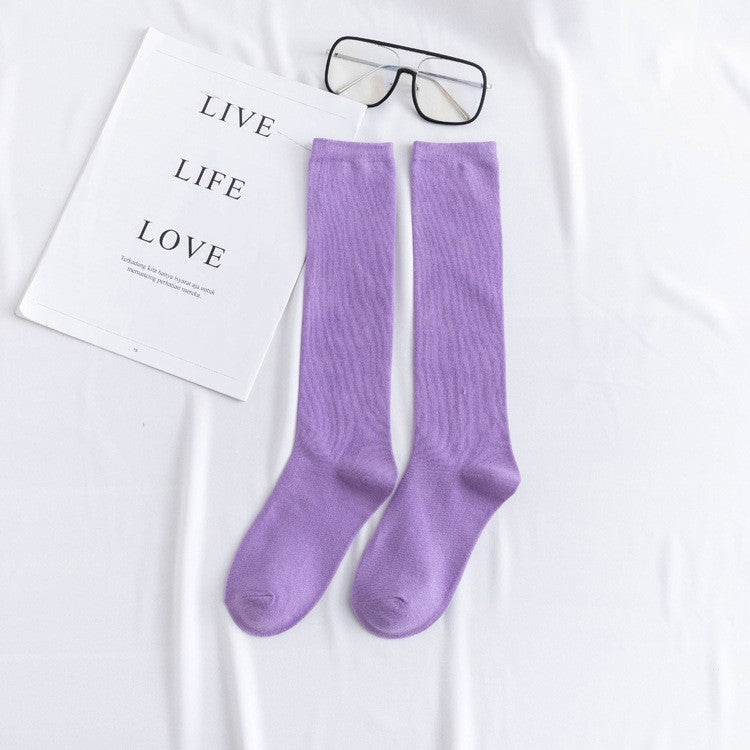 Aya Colorful High-Cut Cotton Socks (12 Colors)
