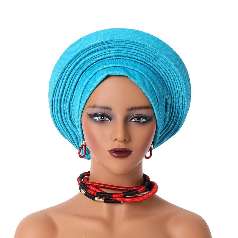 Celeste Metallic Party Turban Hat