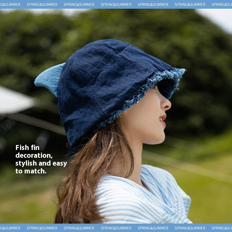 Denari Shark Denim Bucket Hat