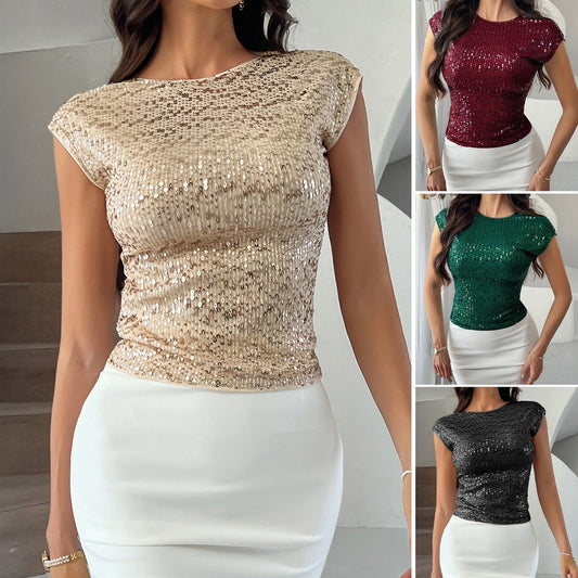 Elara Sequined Backless Party Top