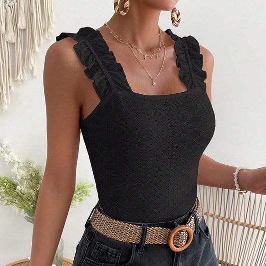 Fiora Ruffle Strap Eyelet Top