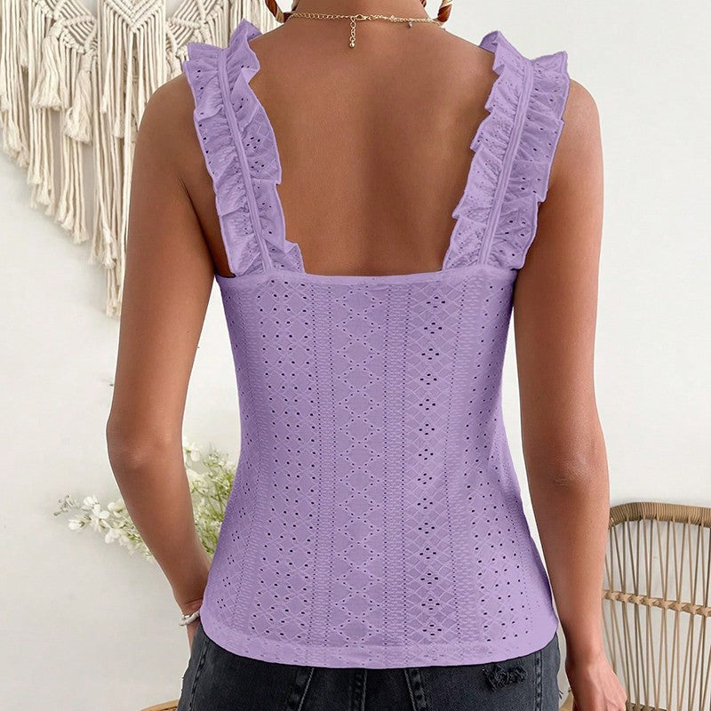 Fiora Ruffle Strap Eyelet Top