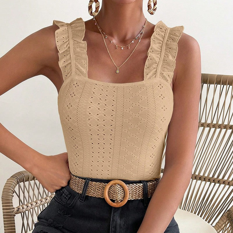 Fiora Ruffle Strap Eyelet Top
