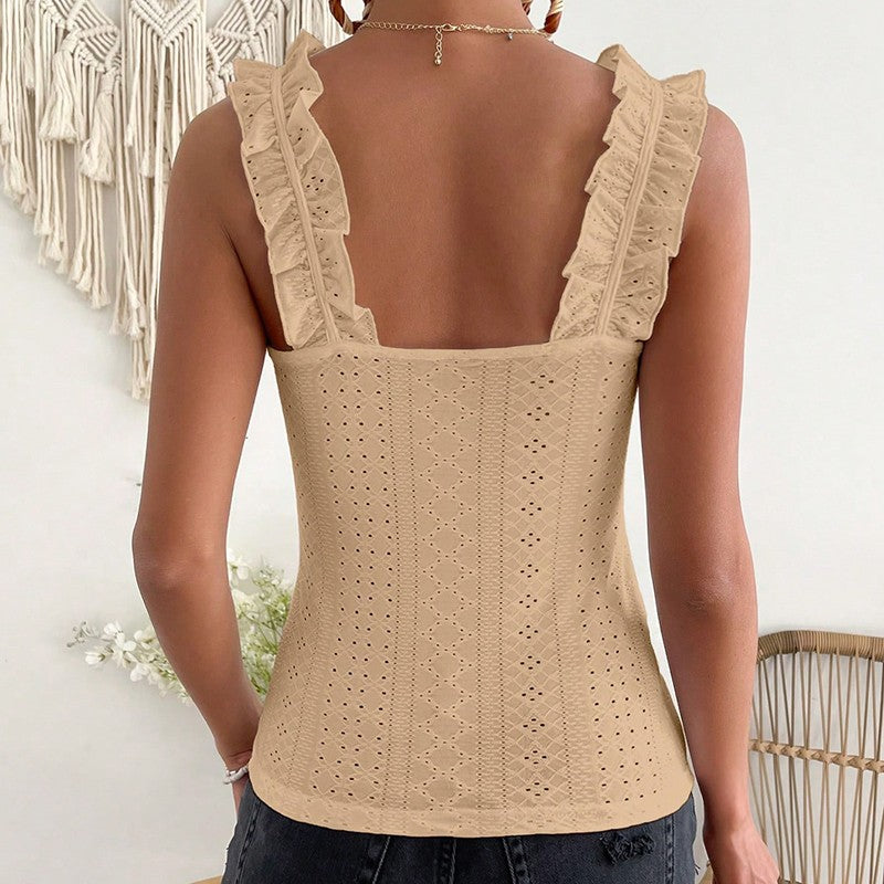 Fiora Ruffle Strap Eyelet Top