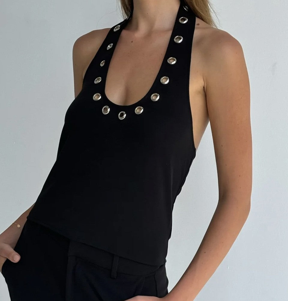 Nyx Metal-Detail Spaghetti Strap Halter Top
