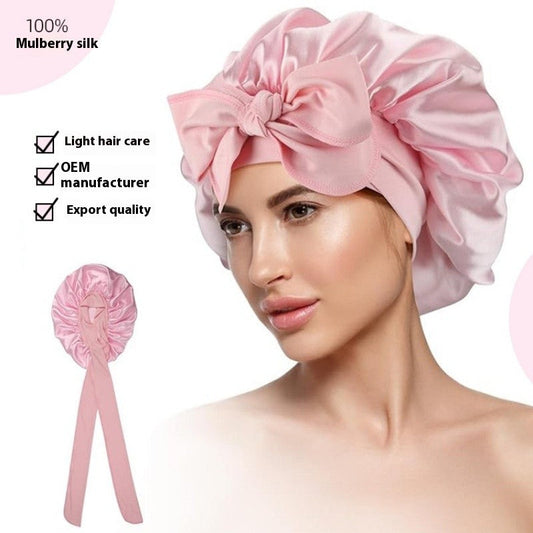 Serena Silk Sleep Cap with Ribbon