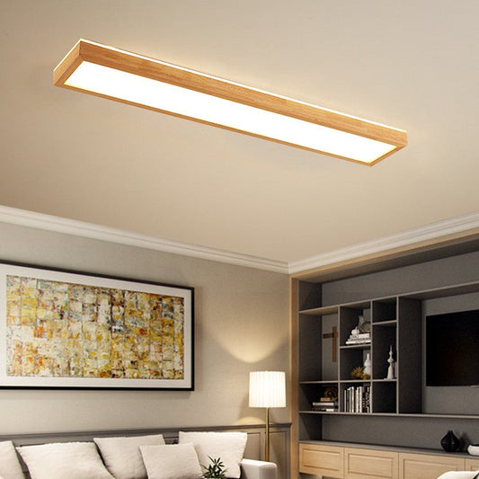 Solid Wood Long Ceiling Lamp