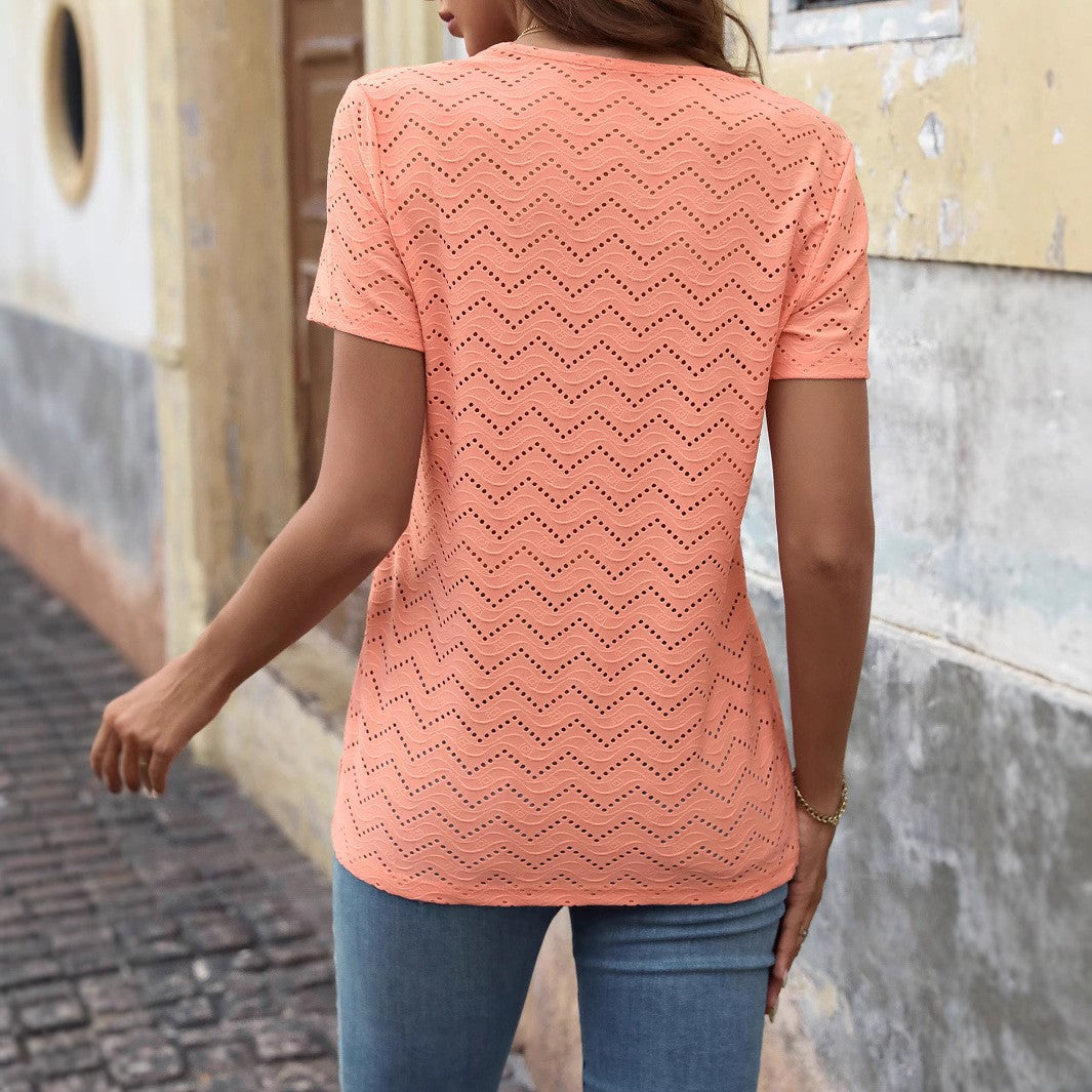 Veyra Pleated Buttoned Tee